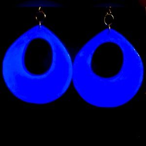 Blue , Glow in the Dark earrings.
